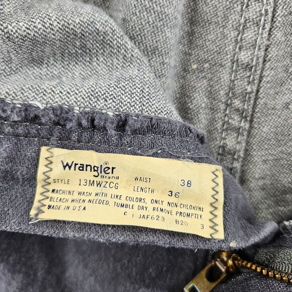 Vintage Wrangler Jeans Mens 38x36 Gray 13MWZ Straight Denim Made USA 90s - Picture 5 of 15